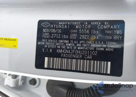 2017 Genesis G80 5.0 Ultimate z USA, uszkodzony, nr VIN KMHGN4JF0HU201102